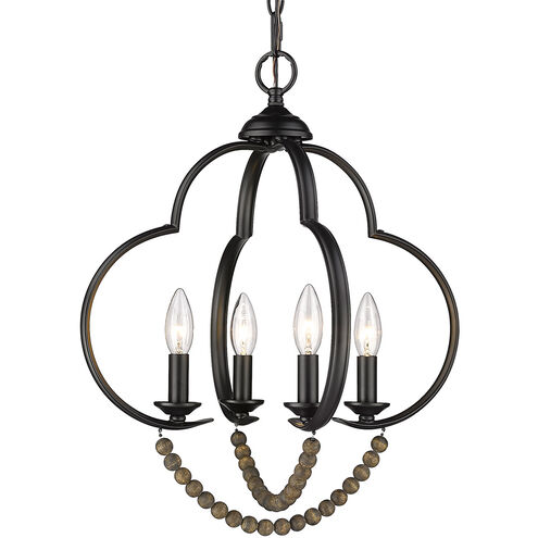 Flori 4 Light 17 inch Matte Black Pendant Ceiling Light